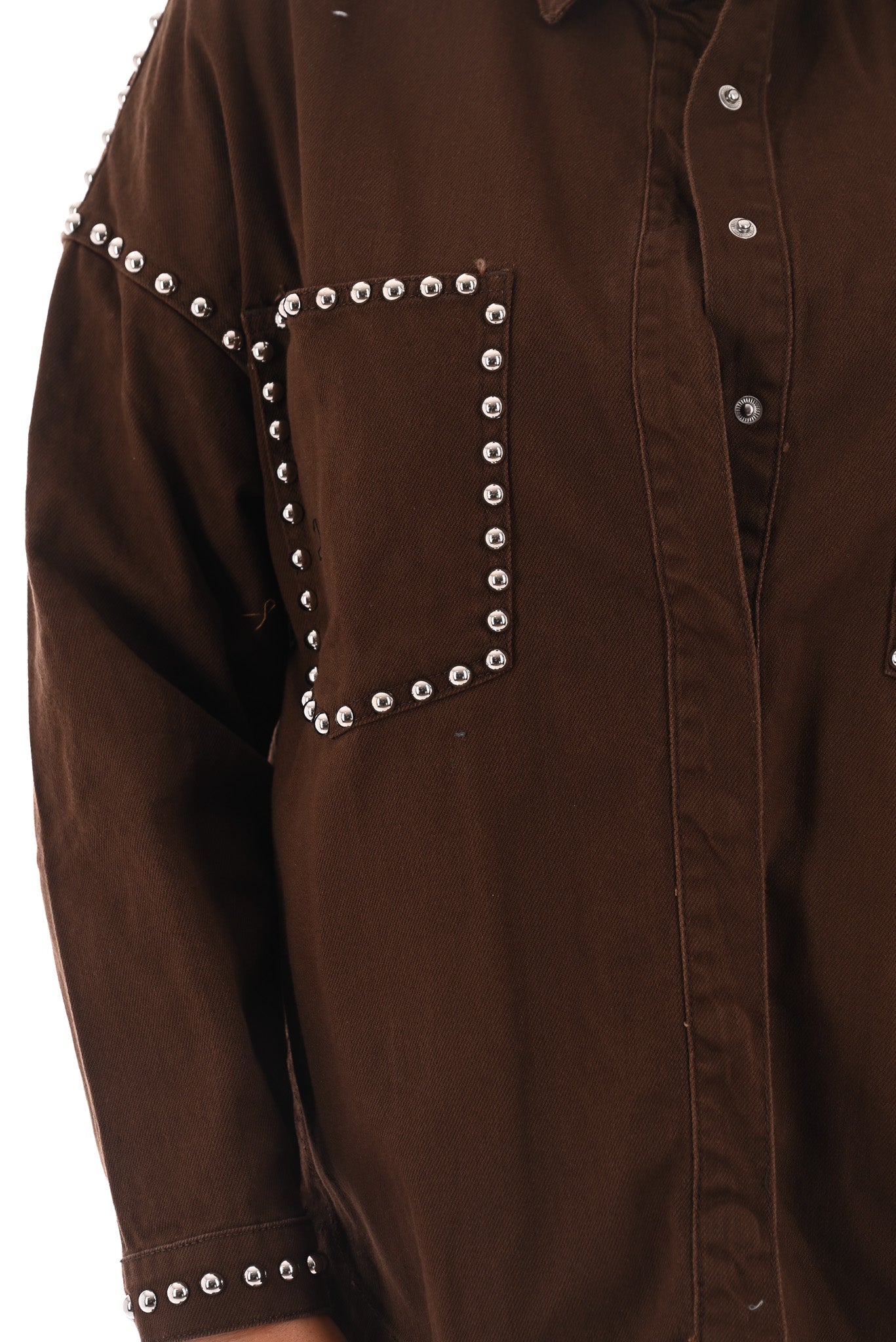 Jeansblouse met studs bruin
