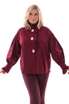 Blouse met roezelkraag bordeaux