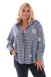 Houthakkers blouse met applicatie blauw
