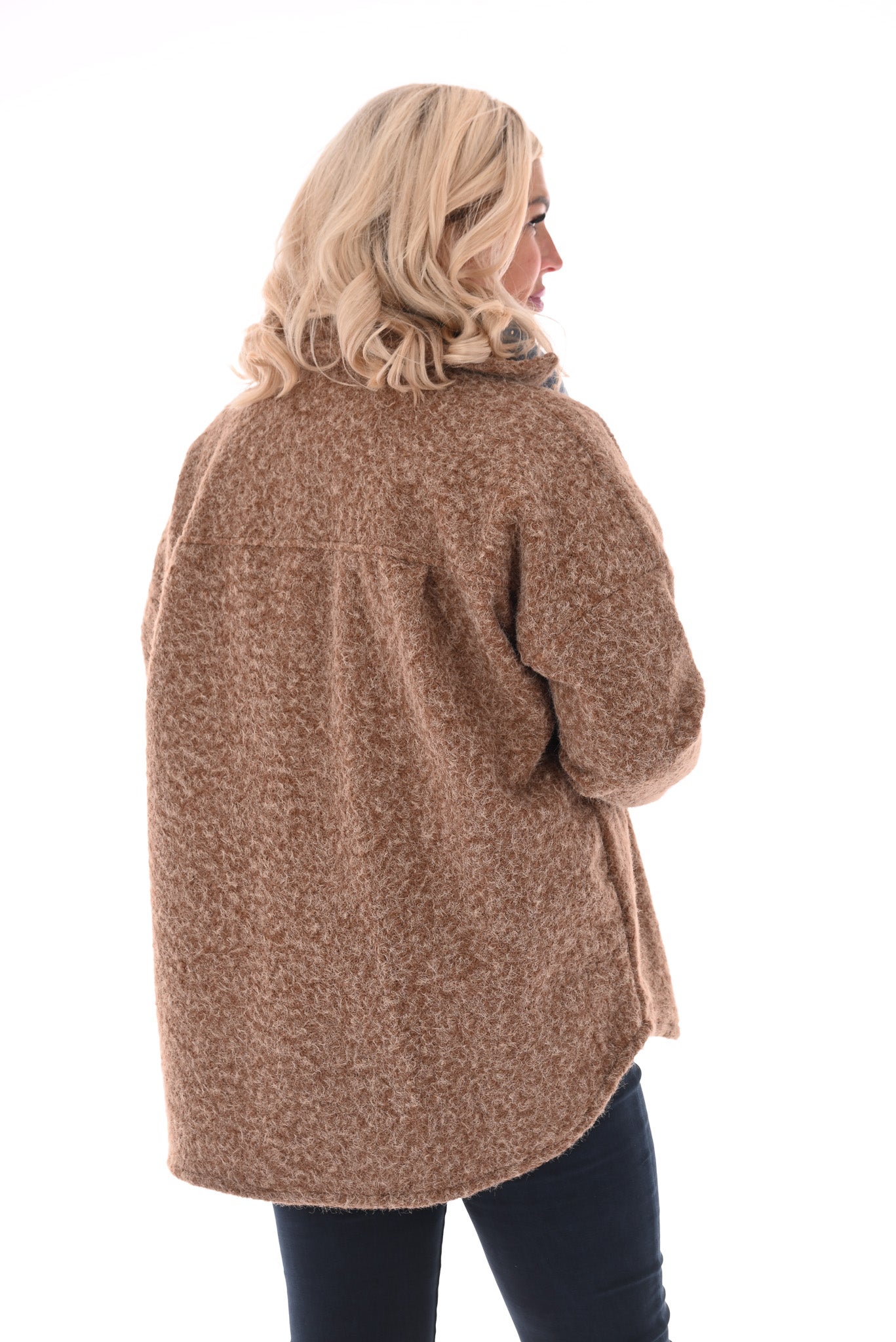 Wavy boucle jas camel