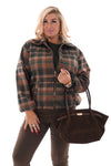 Suedinelook schoudertas met gesp bruin
