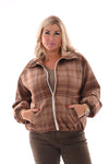 Kort jasje ruit patroon beige