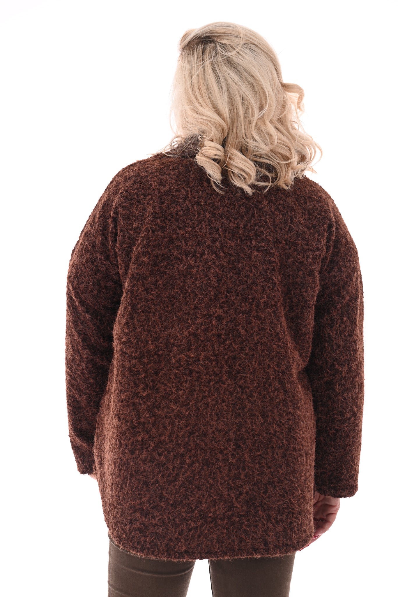 Wavy boucle jas bruin