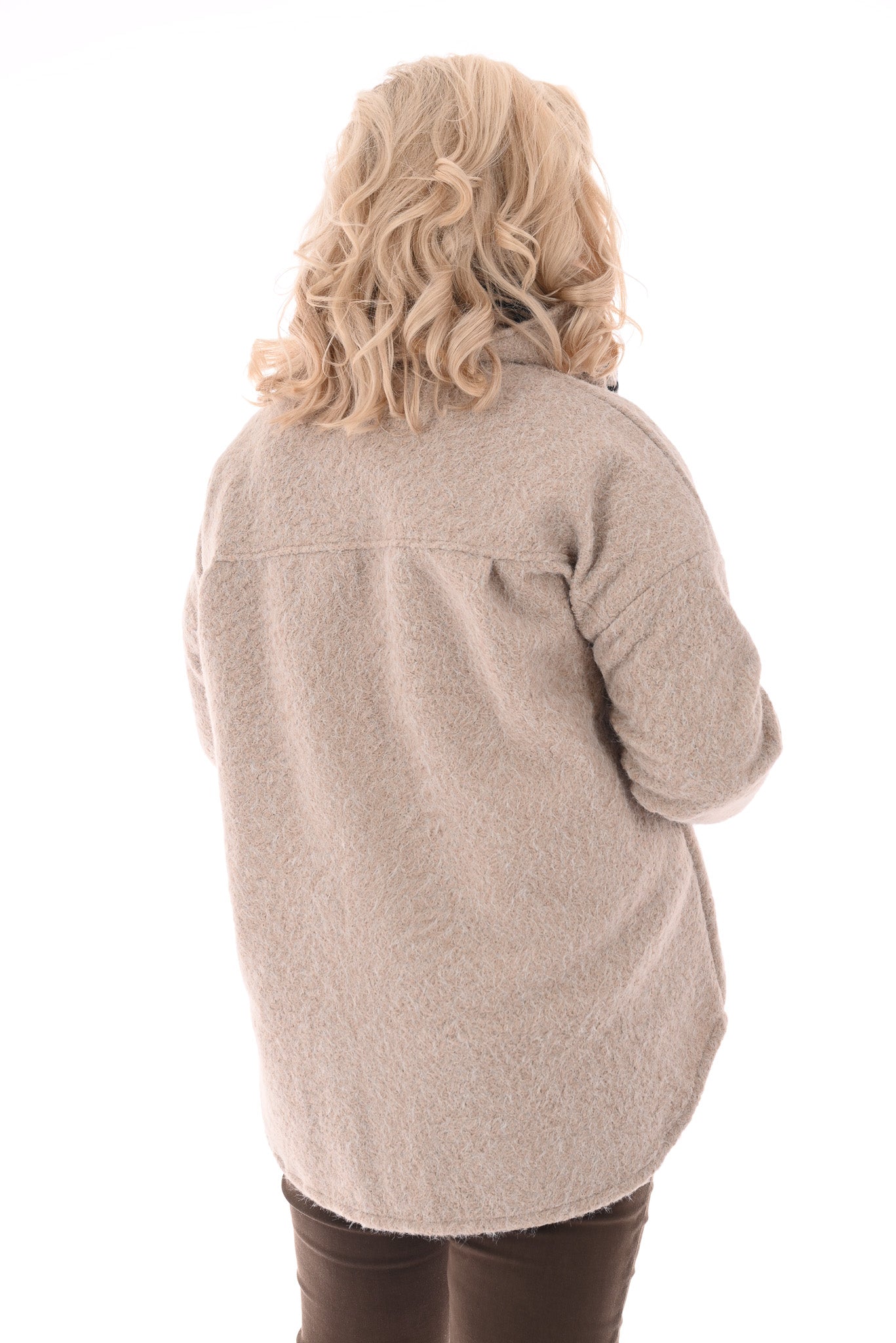 Wavy boucle jas beige