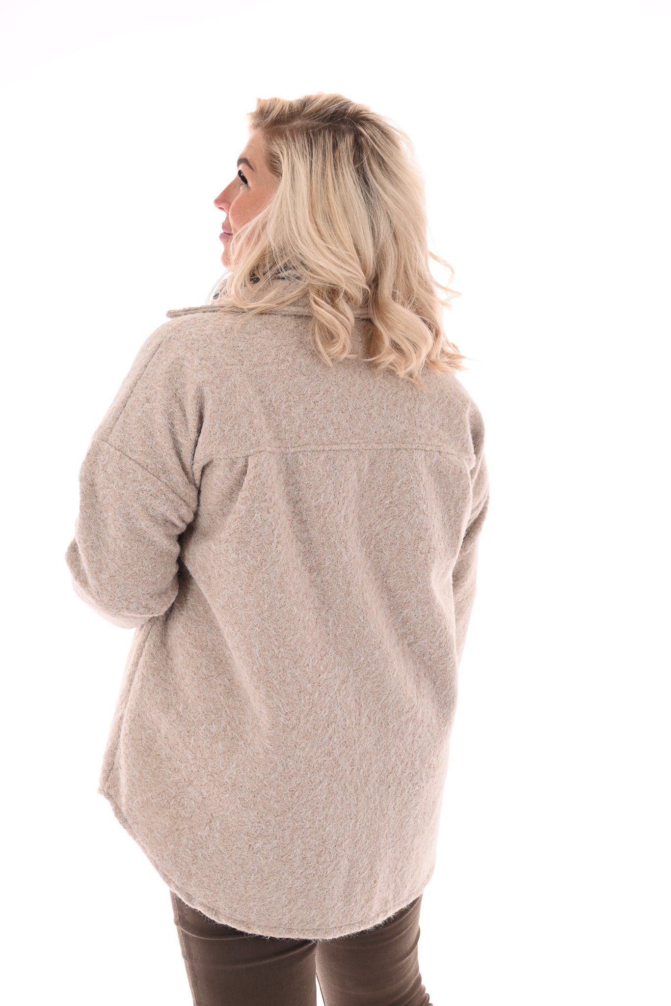 Wavy boucle jas beige