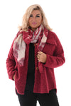 Wavy boucle jas donkerrood/roze