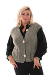 Boucle gilet met knopen lindegroen