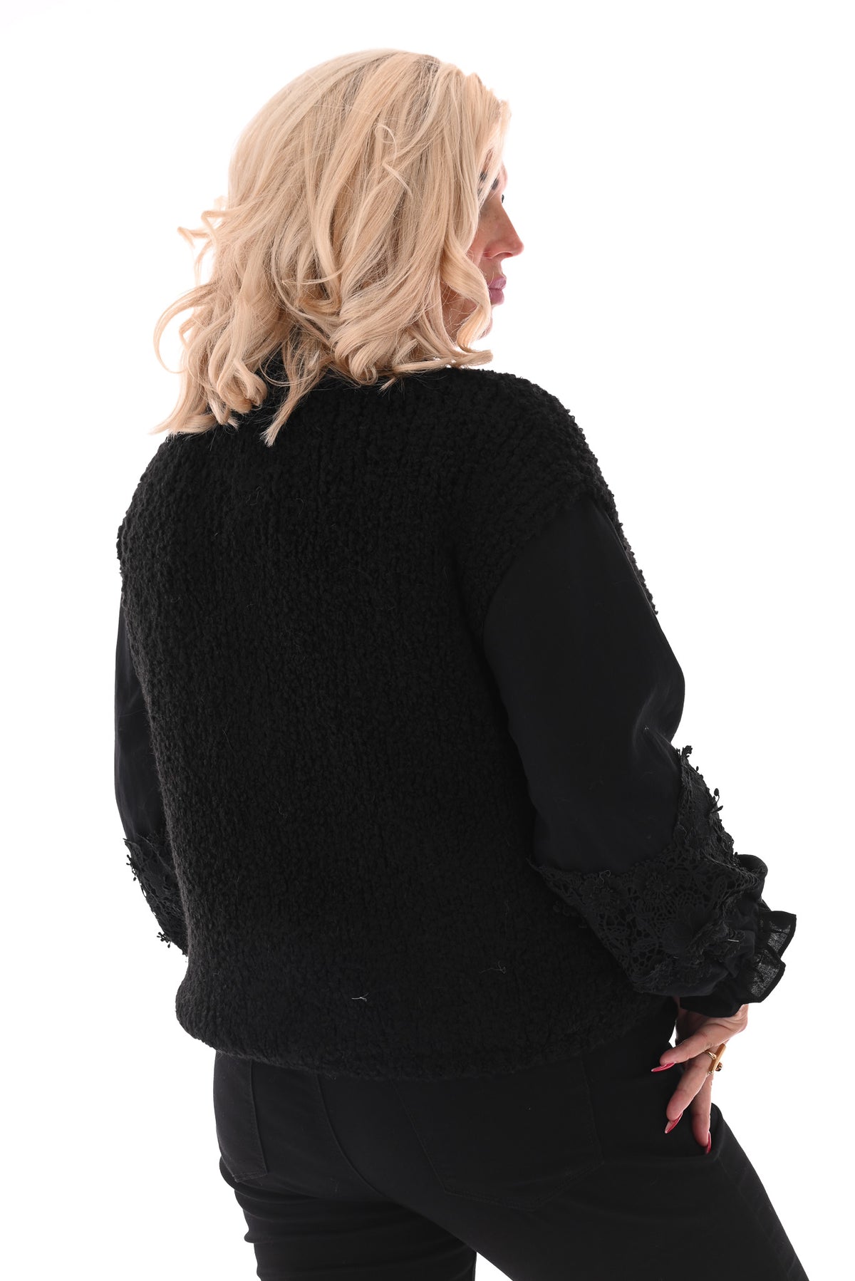 Boucle gilet met knopen zwart