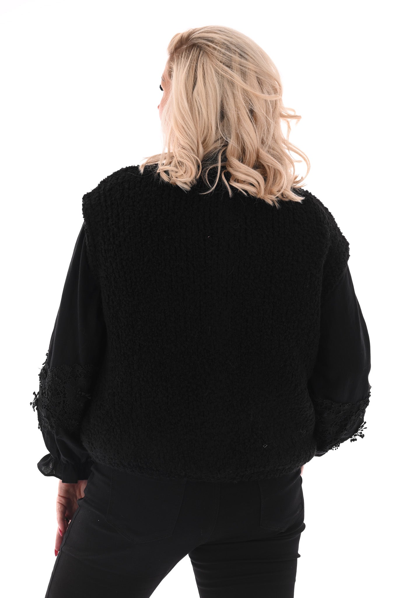 Boucle gilet met knopen zwart