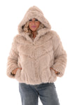Faux fur jas met capuchon roomwit