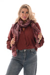 Blouse kanten kraag bruinrood