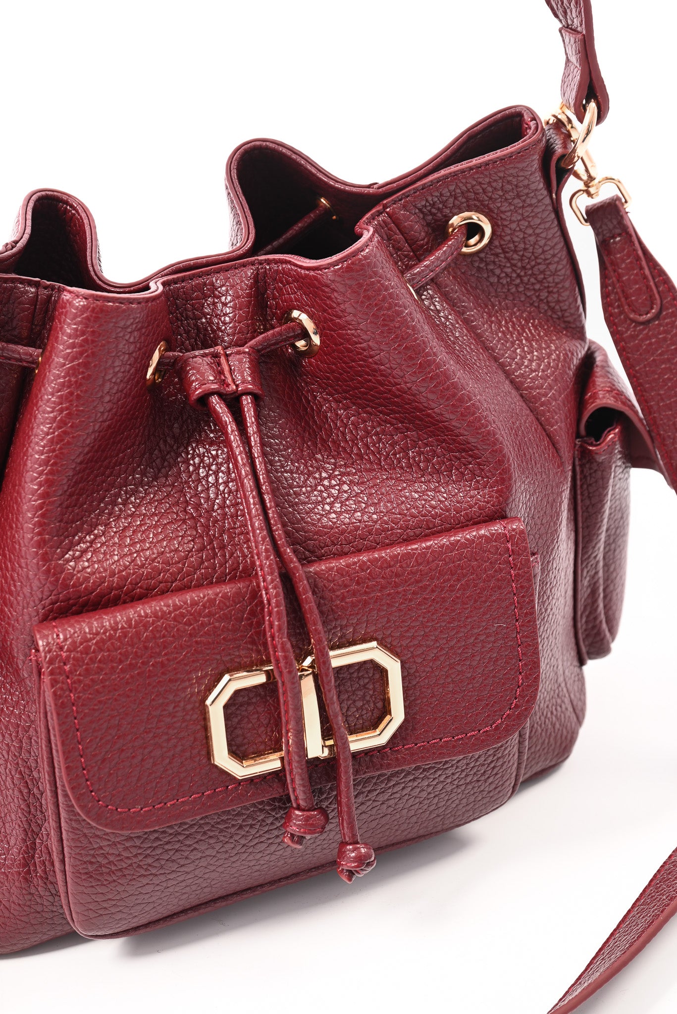 Crossbody tas goude details bordeaux