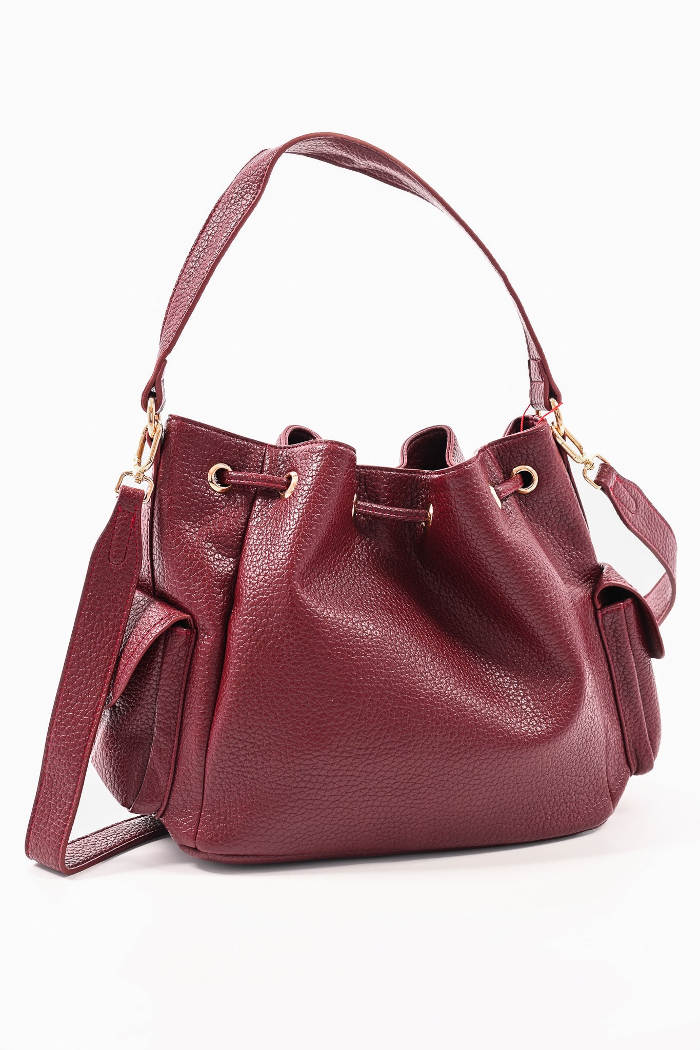 Crossbody tas goude details bordeaux
