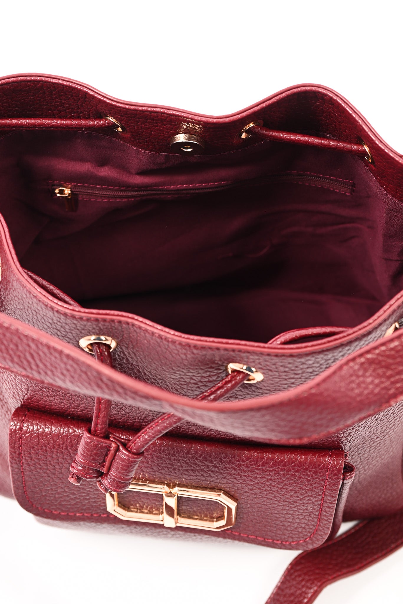 Crossbody tas goude details bordeaux
