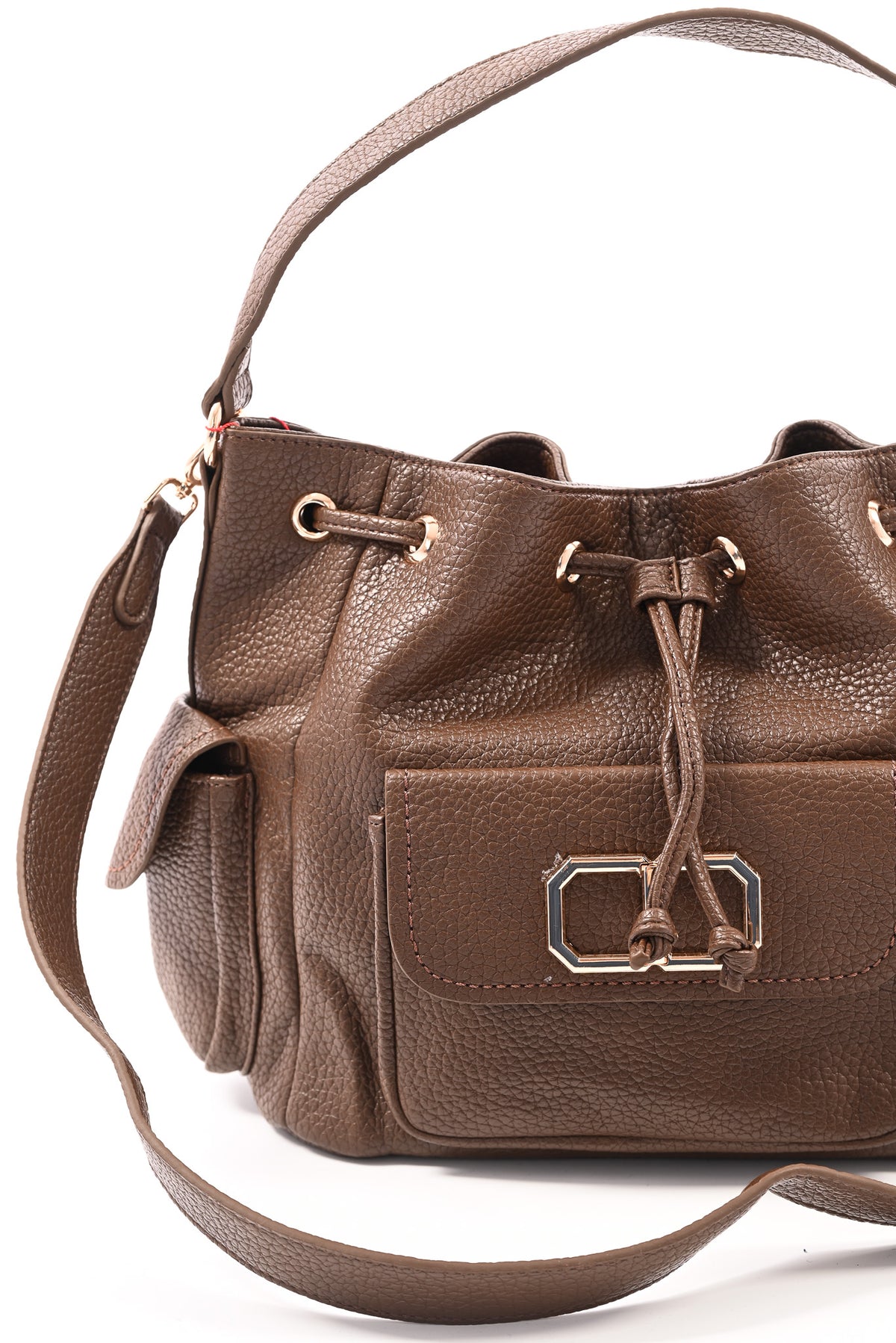 Crossbody tas goude details bruin