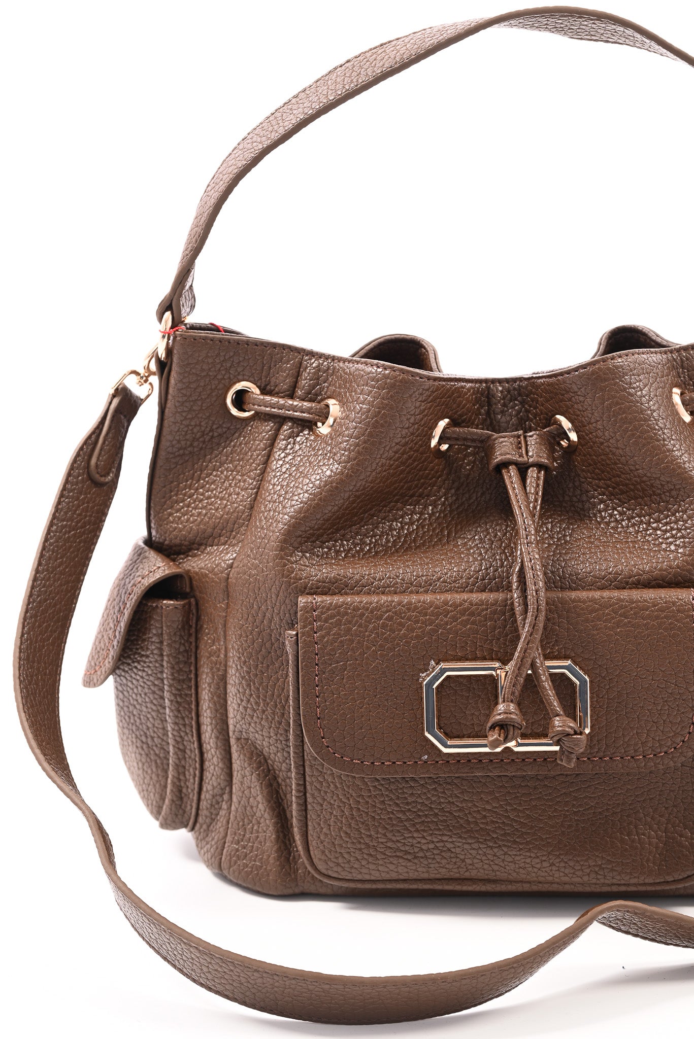 Crossbody tas goude details bruin