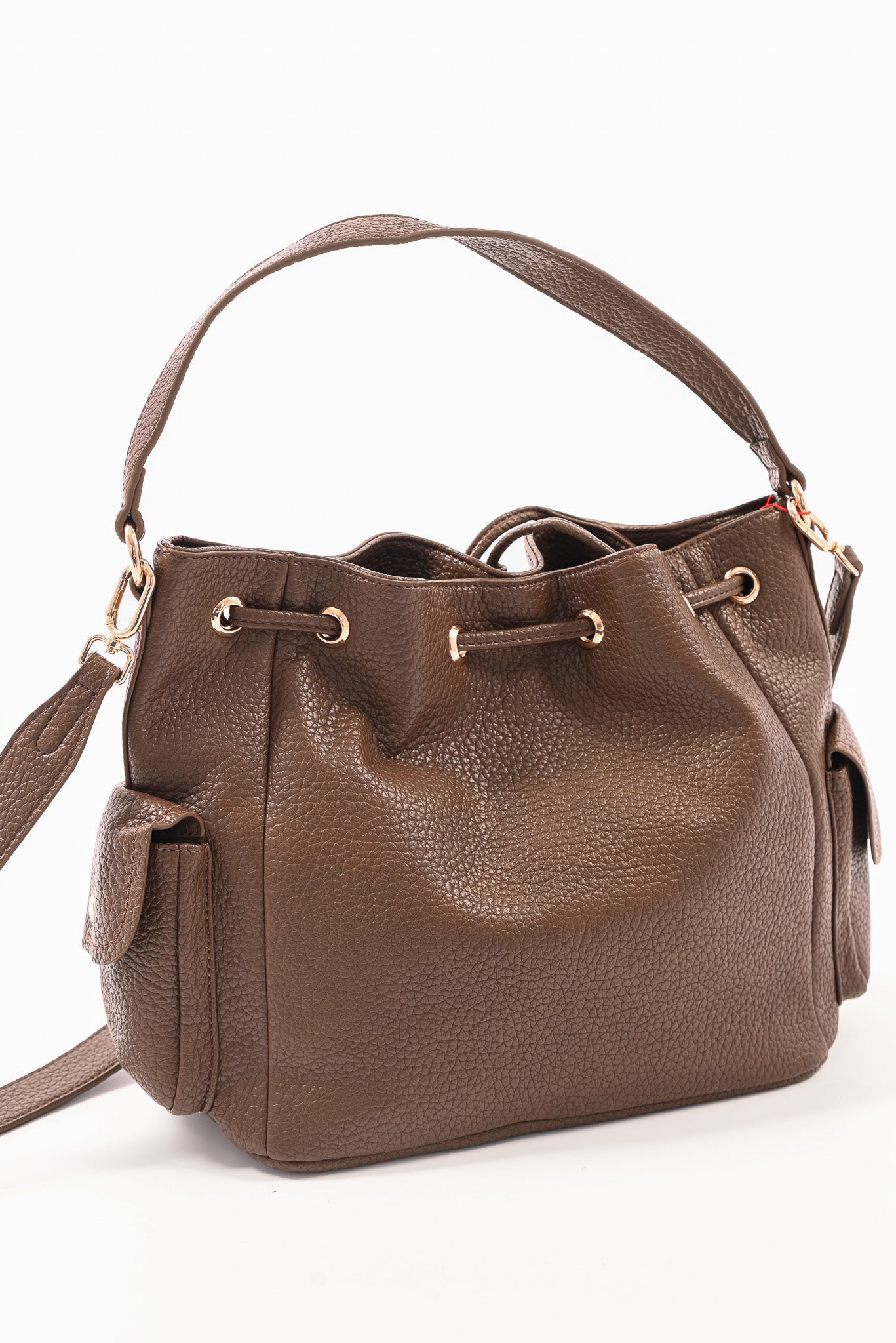 Crossbody tas goude details bruin