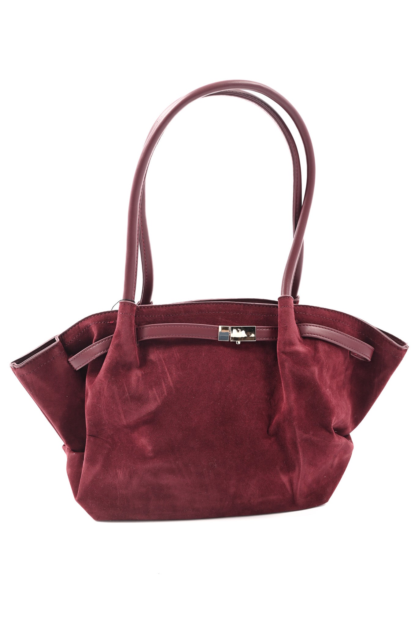 Suedinelook schoudertas met gesp bordeaux