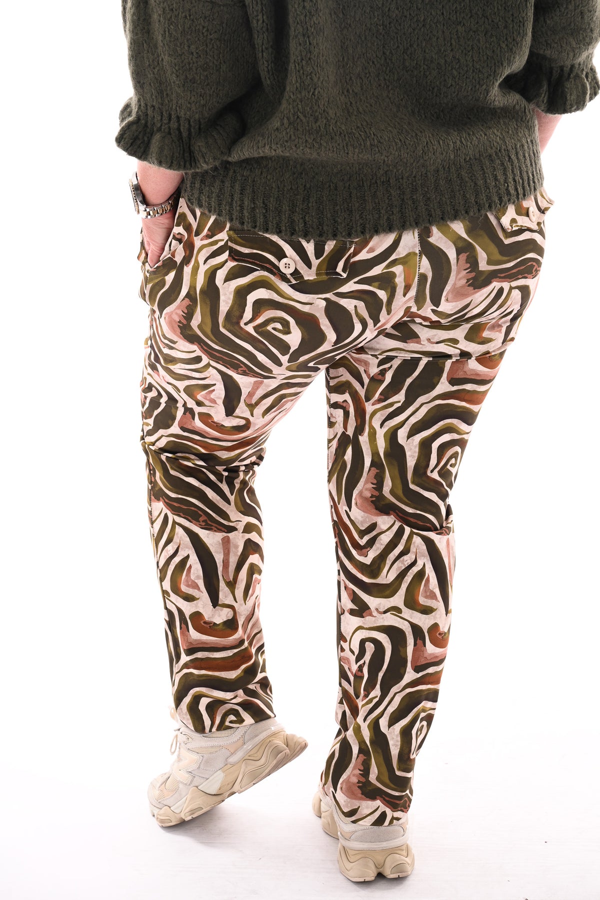 Broek print strepen groen