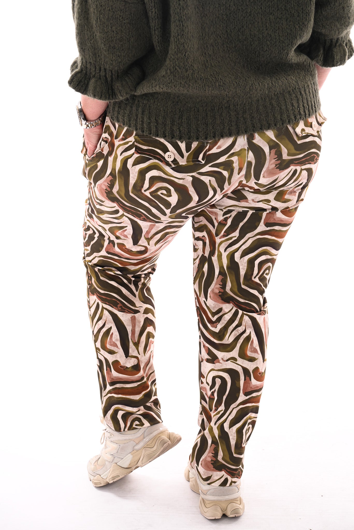 Broek print strepen groen