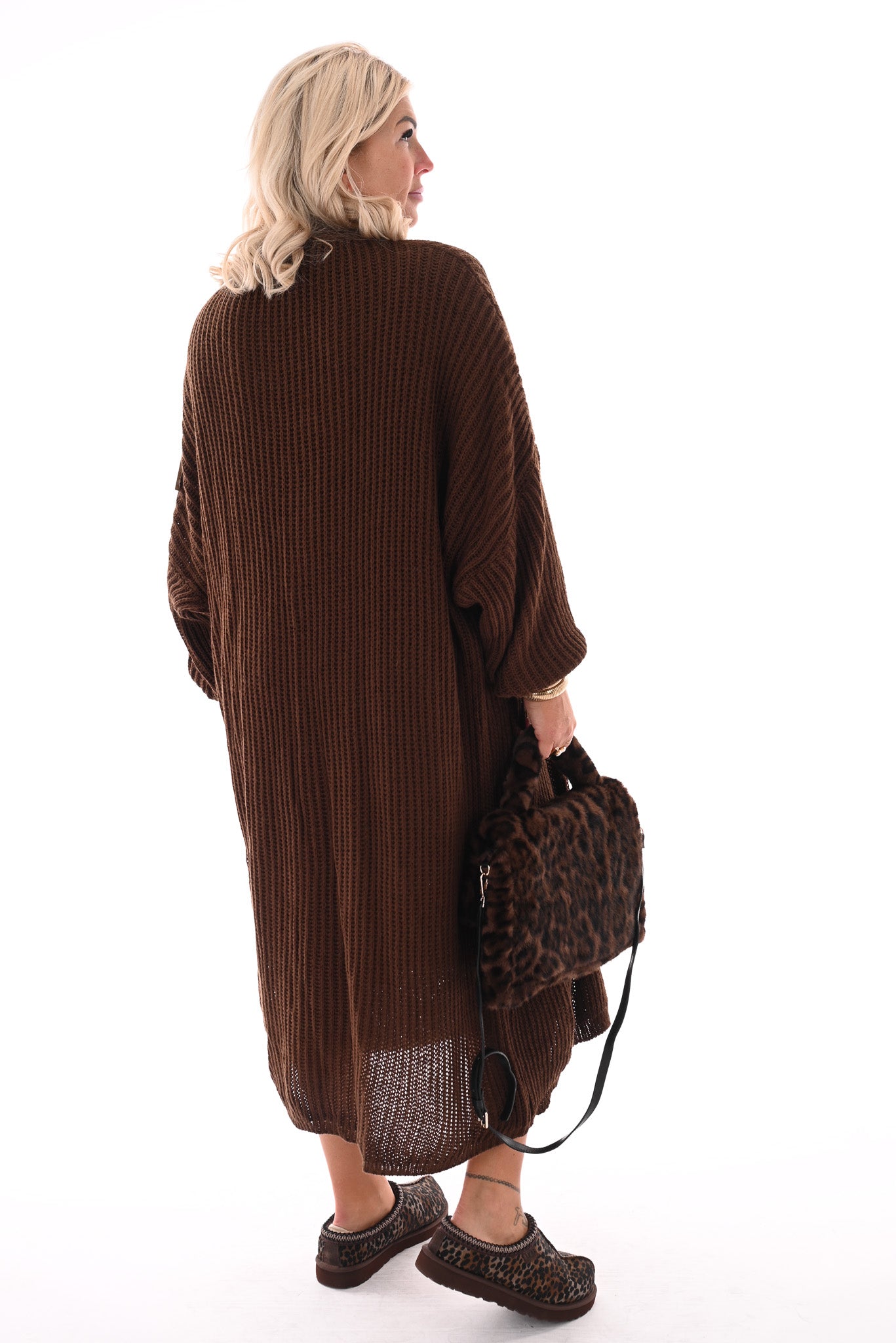 Jurk met vest set bruin