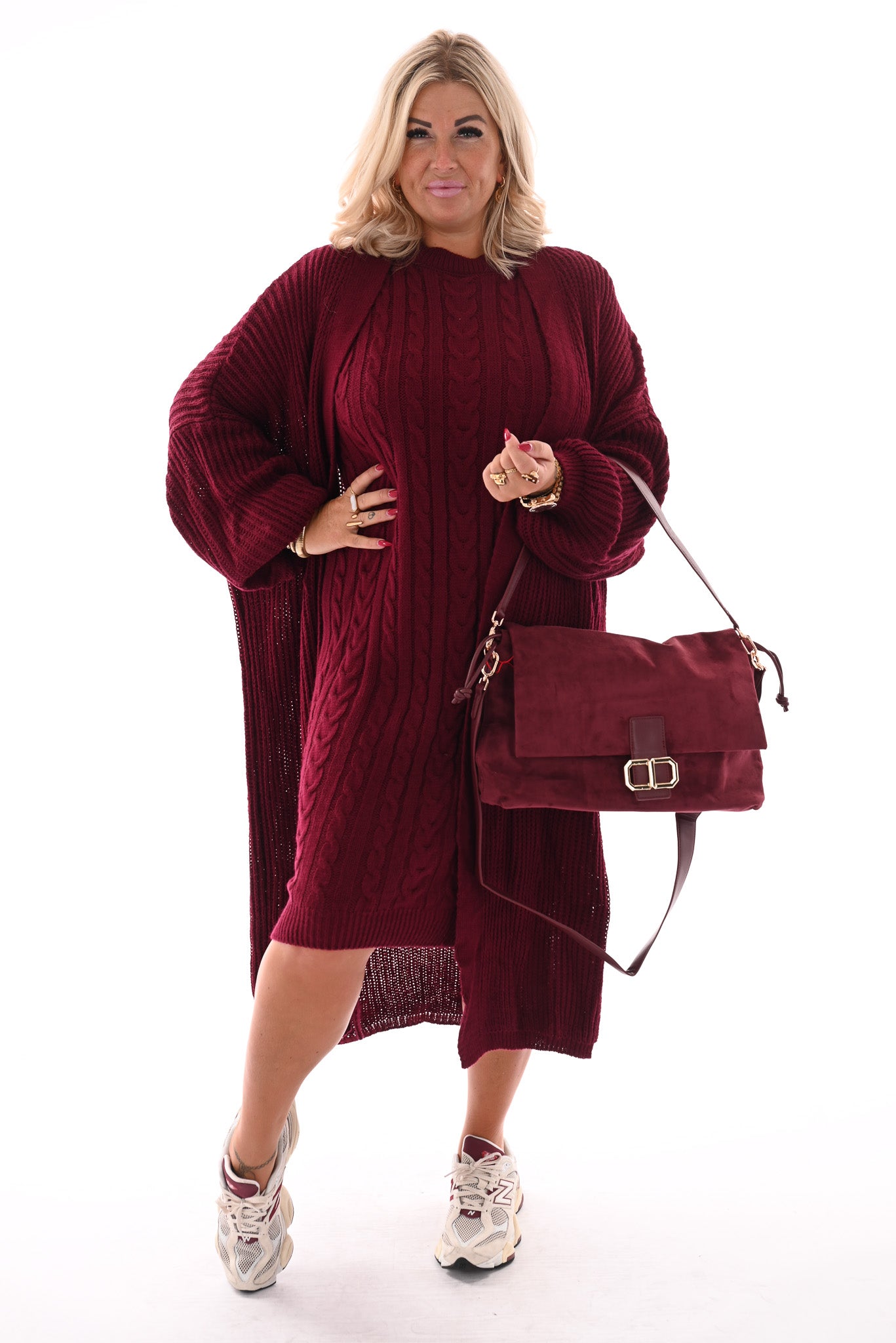 Jurk met vest set bordeaux