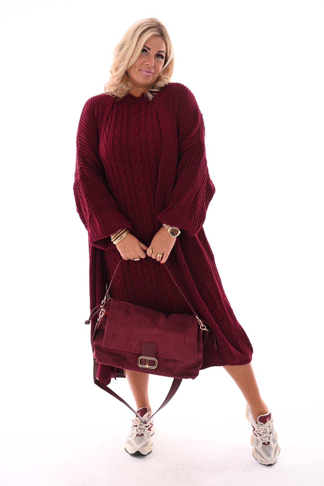 Jurk met vest set bordeaux