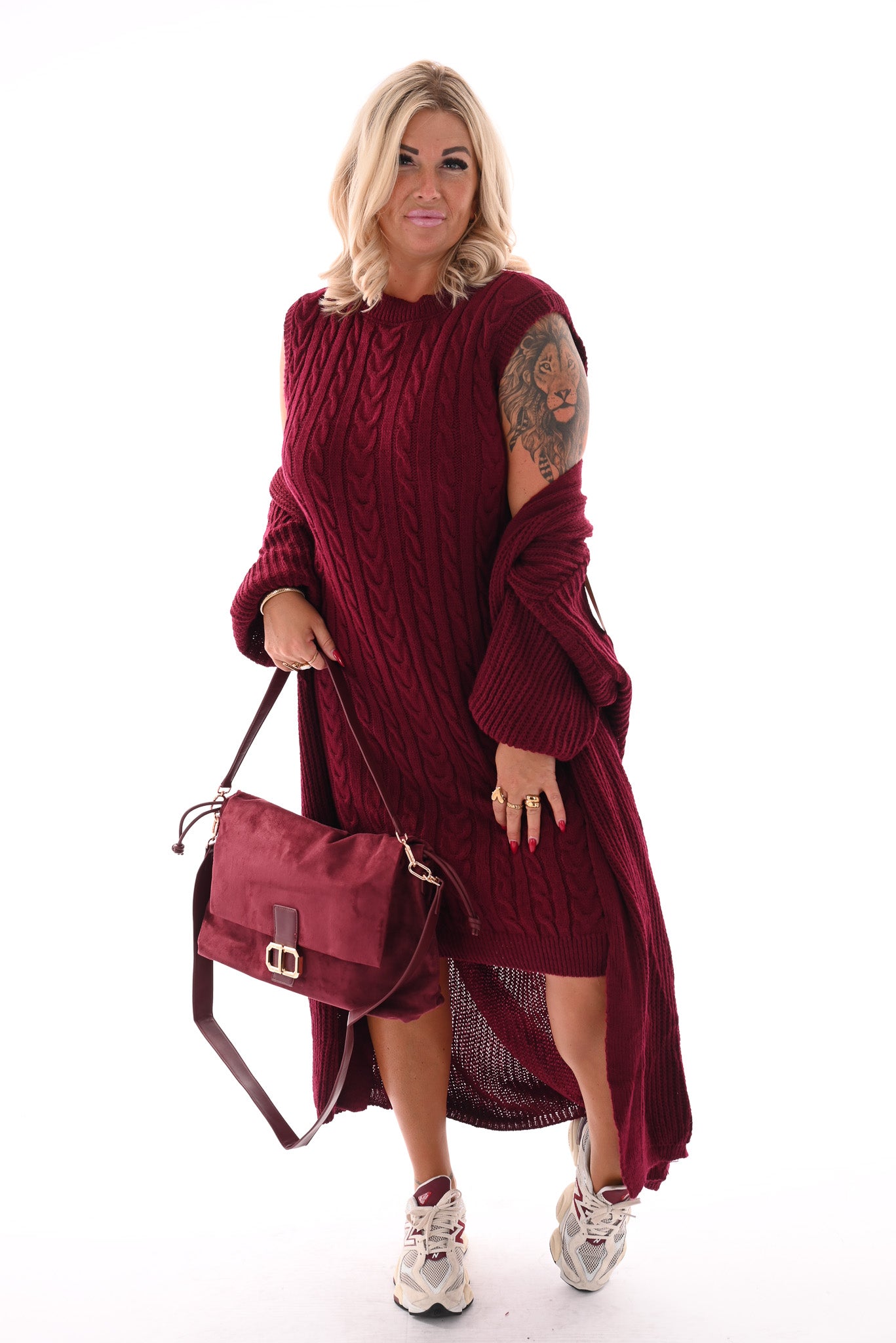 Jurk met vest set bordeaux