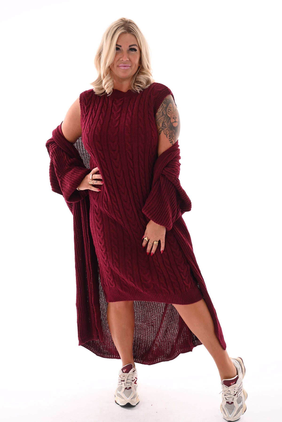 Jurk met vest set bordeaux