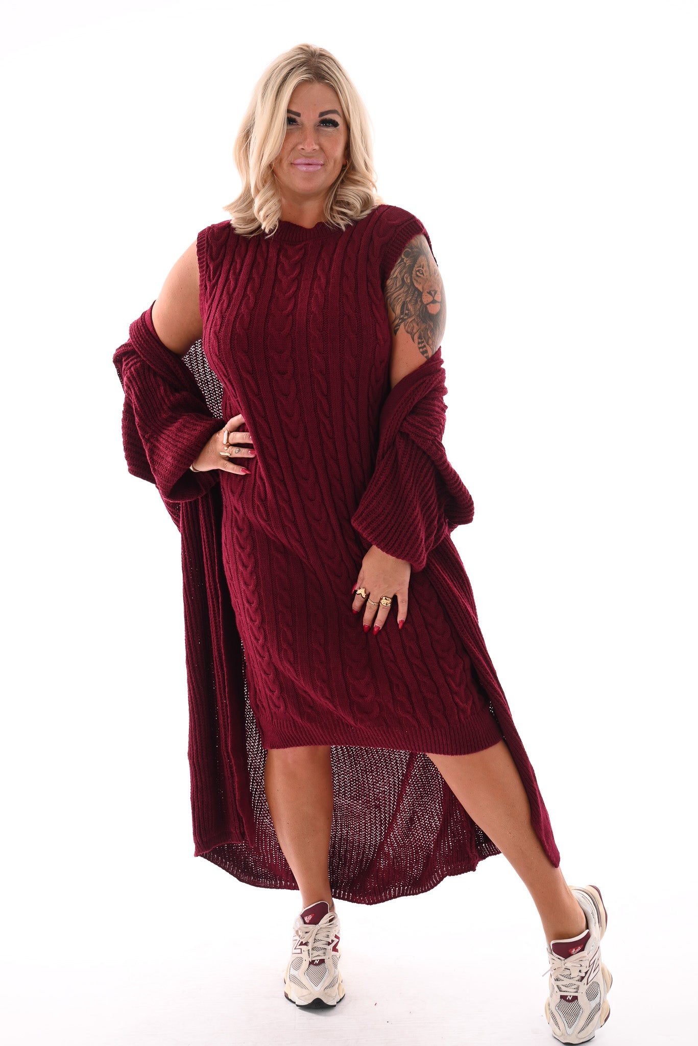 Jurk met vest set bordeaux