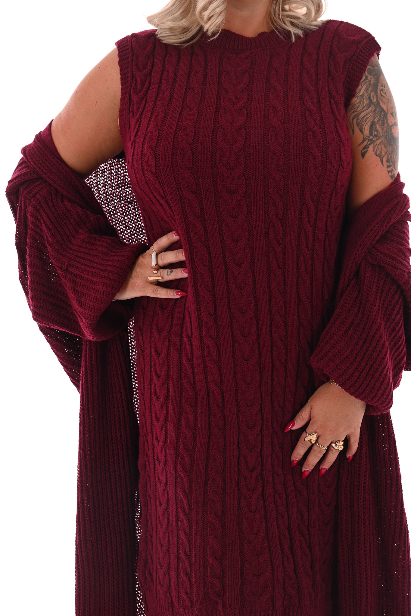 Jurk met vest set bordeaux