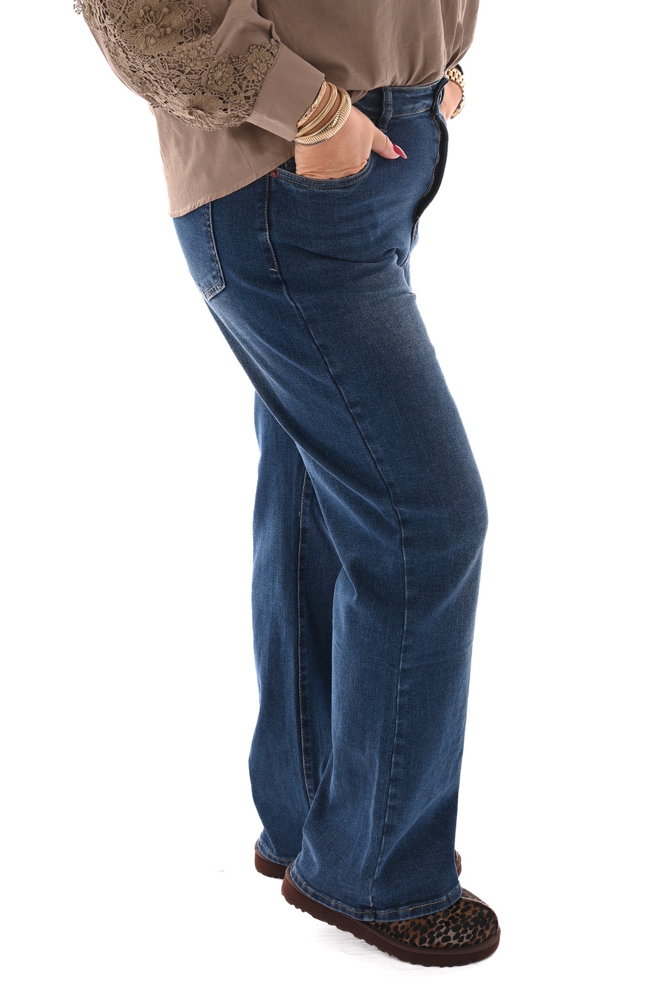 Norfy jeans wide leg blauw