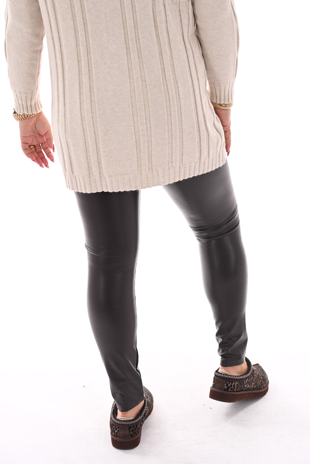 Leatherlook legging donkerbruin