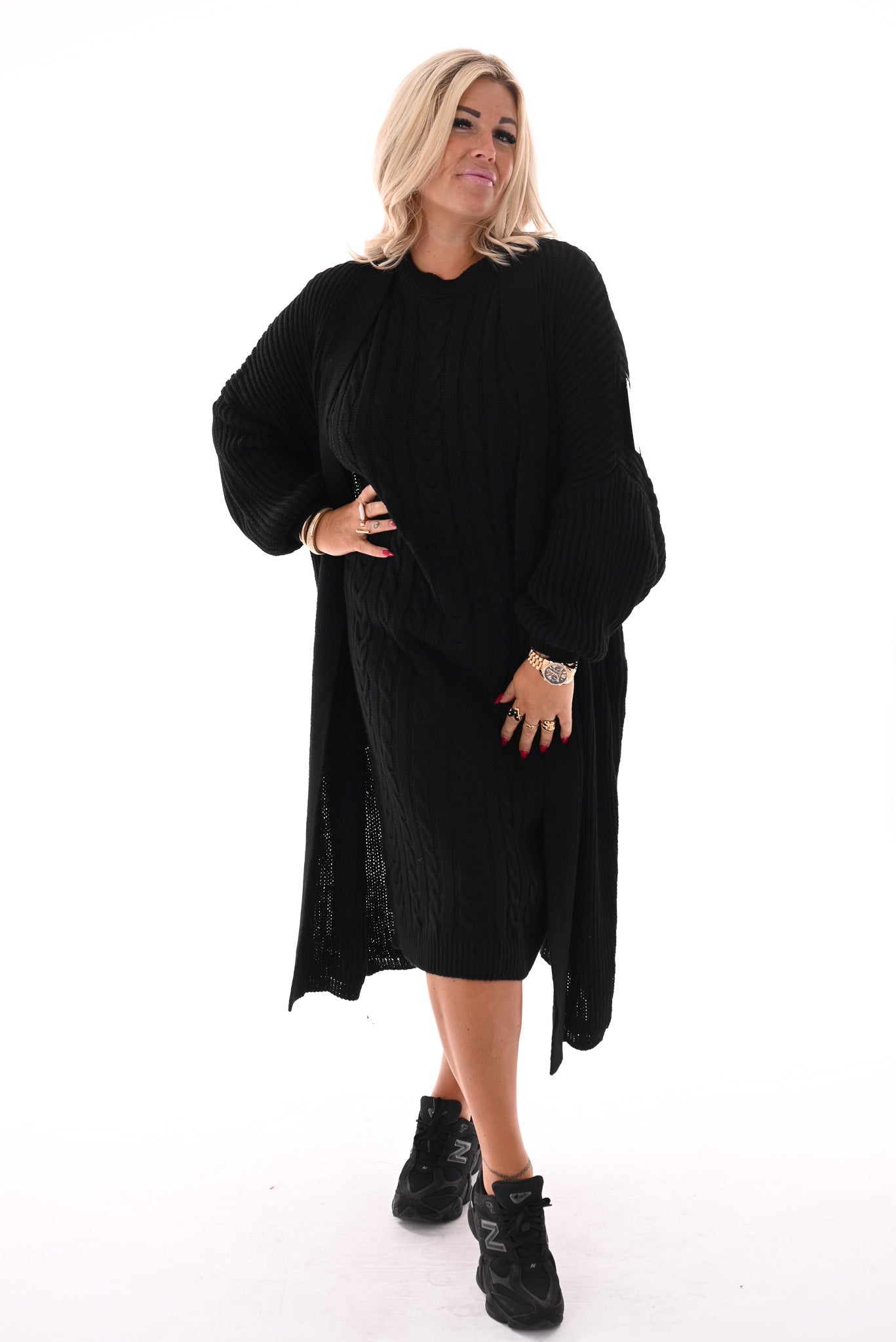 Jurk met vest set zwart
