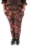 Broek print strepen bruin