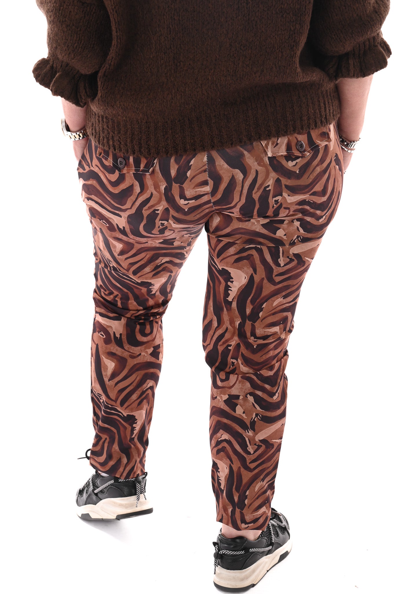 Broek print strepen bruin