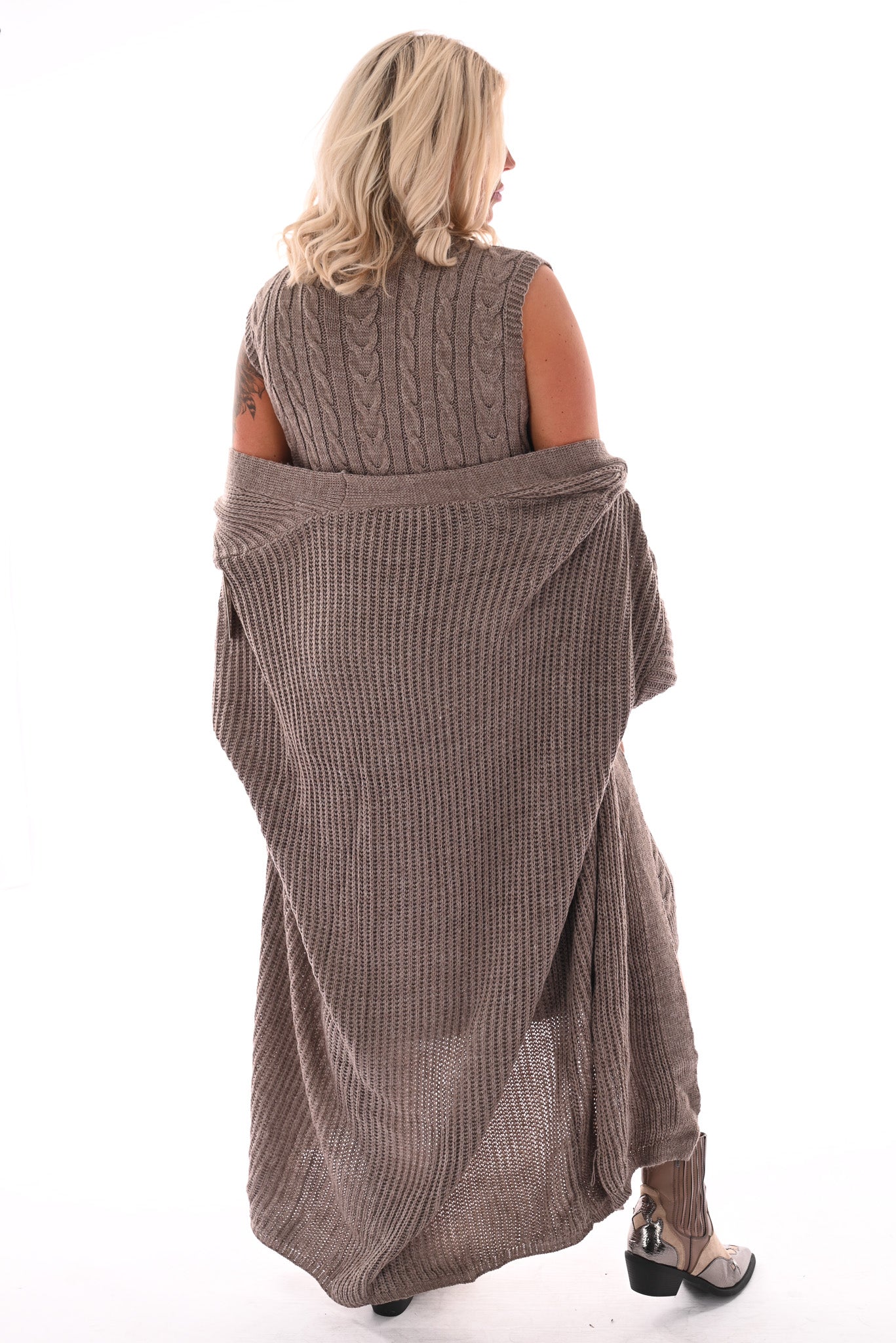 Jurk met vest set taupe