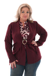 Blazer met ceintuur en gouden gesp bordeaux
