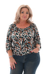 Basic top lange mouwen print vlekken flessengroen