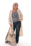 Gebreid vest met zakken creme