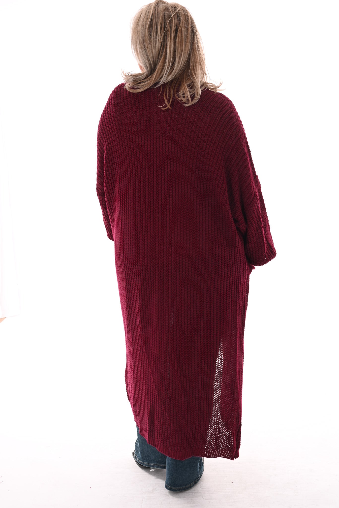 Gebreid vest met zakken bordeaux