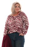 Basic top lange mouwen print strepen bordeaux