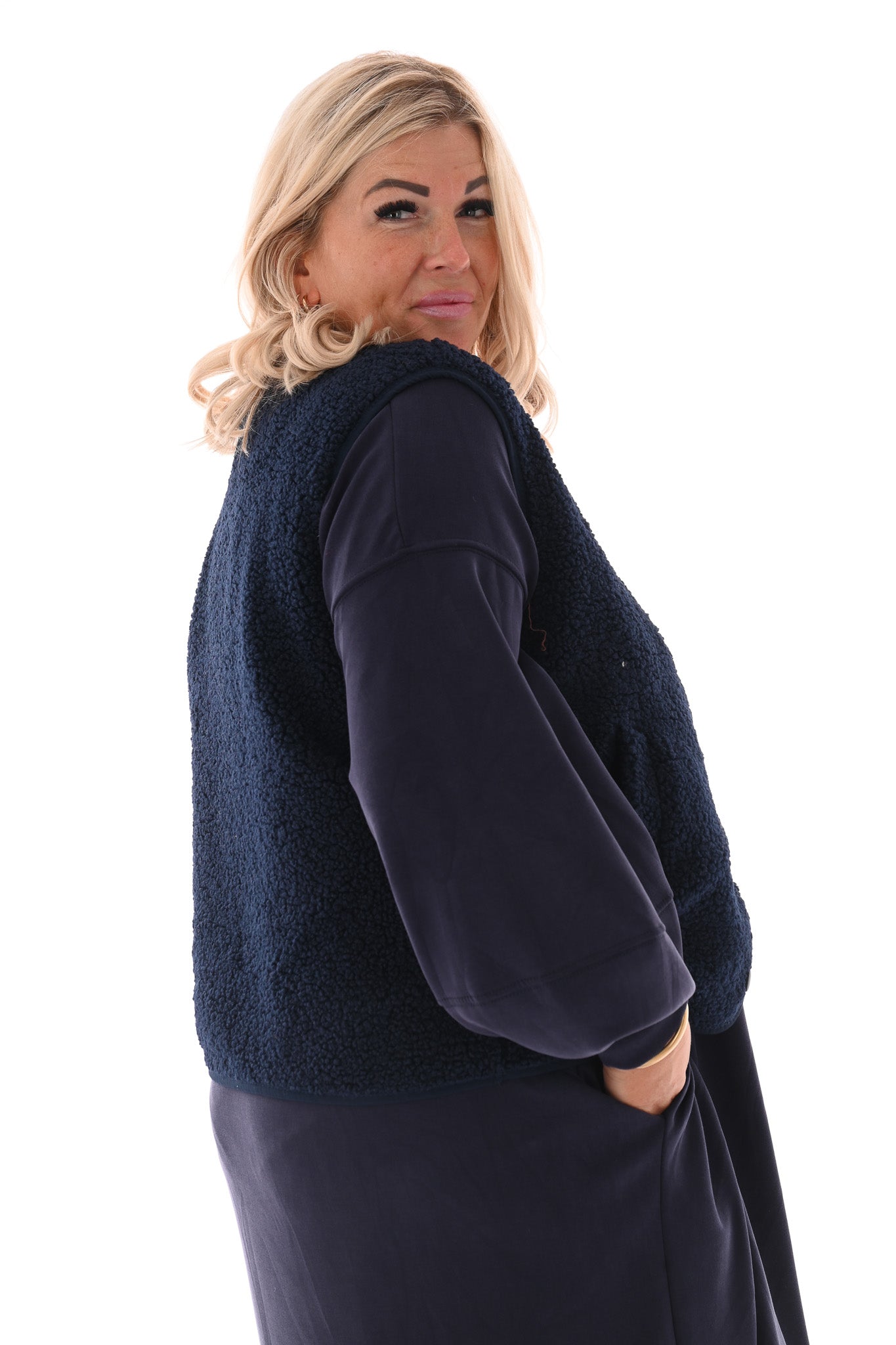 Teddy gilet marineblauw