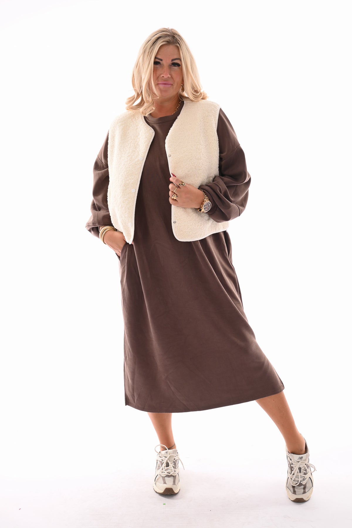 Teddy gilet roomwit