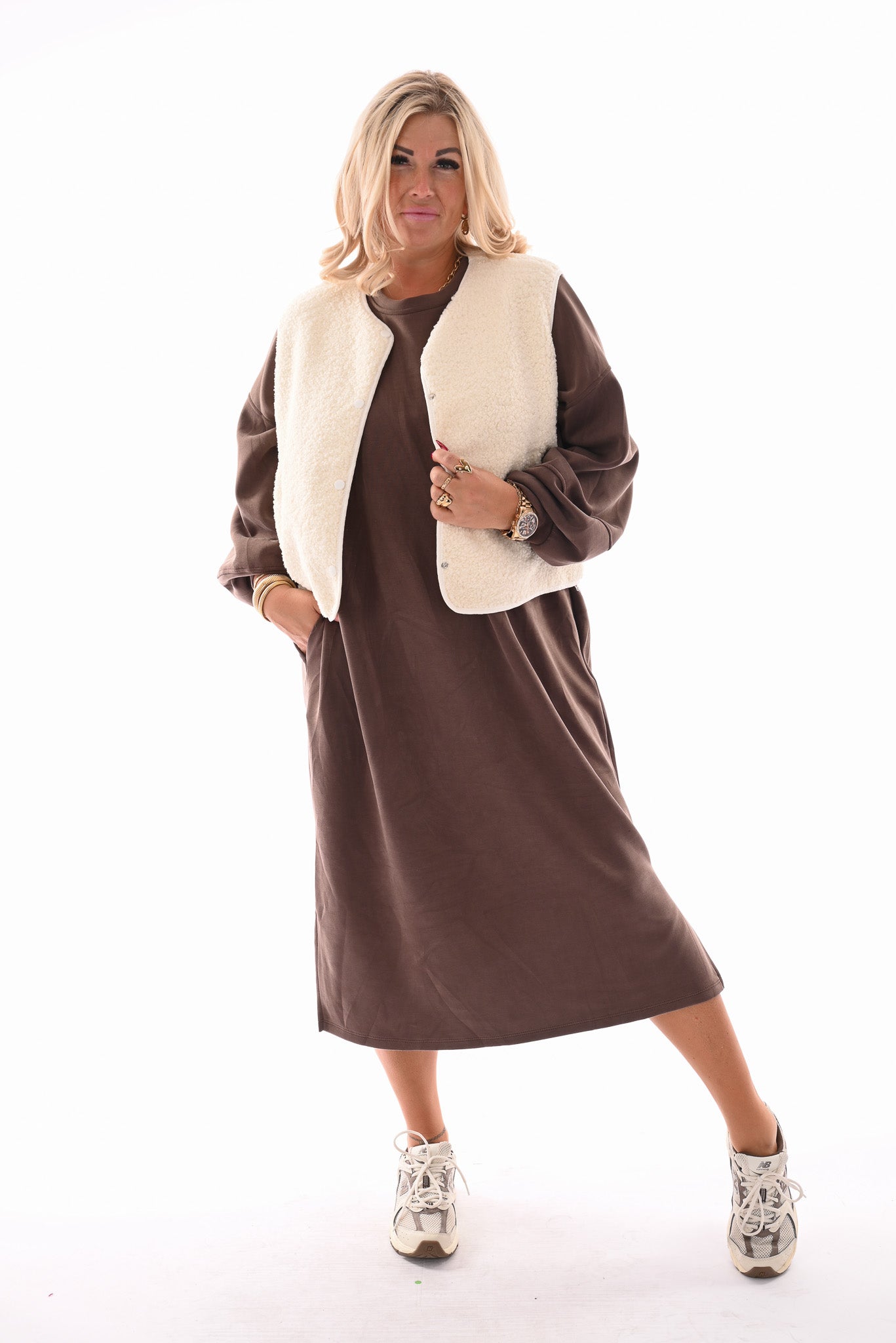 Teddy gilet roomwit