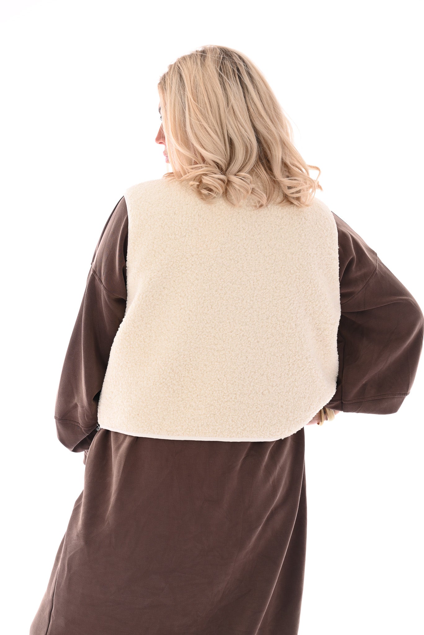 Teddy gilet roomwit