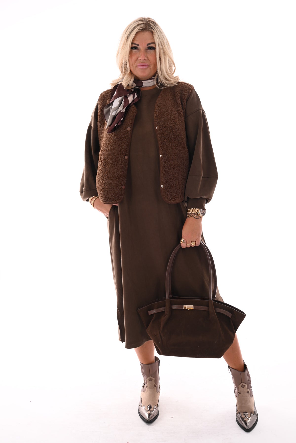 Teddy gilet bruin