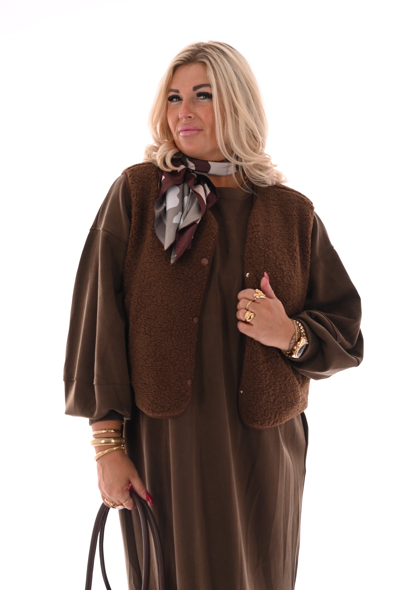 Teddy gilet bruin