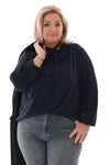 Blouse met strik marineblauw
