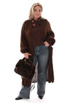 Faux fur panterprint handtas donkerbruin